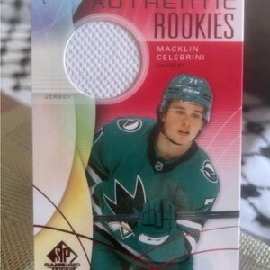 2024-25 UD SP Game Used MACKLIN CELEBRINI (RC) Rookie San Jose Sharks Red/Jersey